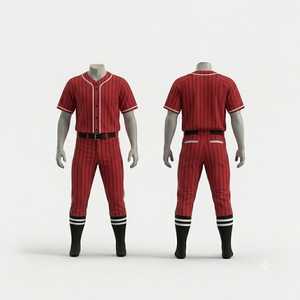 Ensemble uniforme de baseball vert pour homme – Maillot à manches courtes et pantalon en polyester respirant – Tenue d'équipe toutes saisons coupe classique - Product Image 3