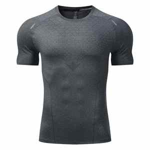 Camiseta Deportiva Casual para Hombre, 88% Poliéster, 12% Elastano, Manga Corta, Cuello Redondo, Diseño Sólido, Camiseta de Compresión, Moldeadora - Product Image 5