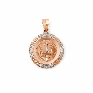 Colgante de Oro Rosa de 18 Quilates con Números Romanos y Microincrustaciones, para Hombre, Acabado Pulido, Regalo de Lujo para Fiestas, Joyería de Uso Diario - Product Image 2