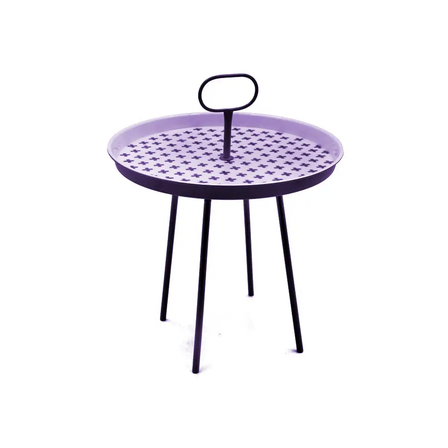 طاولة صغيرة مستديرة من كوفي شوب أنيقة باللون الأرجواني الداكن