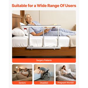Barandilla de Cama Plegable para Personas Mayores con 28 Correas y Bastón Ajustable en Altura - Product Image 6