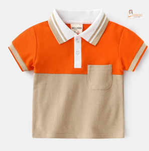 Vêtements d'été pour enfants, polos pour garçons, séchage rapide, anti-rétrécissement, anti-boulochage, décontractés, manches courtes, poche avant, tricotés - Product Image 1