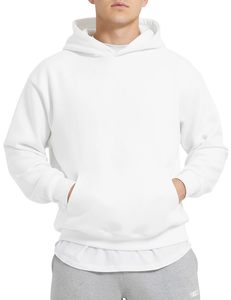 <b>Pullover</b> <b>Men</b> Hoodie Solid Plain Custom Hooded Sweatshirt Heavyweight Fleece Hoodie Kangaroo Pocket 100% Cotton Blend Relaxed Fit - Product Image 1