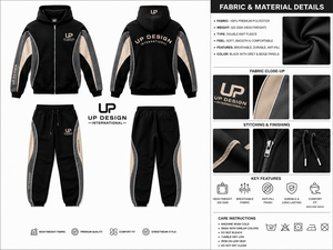 Premium Men's Black Hoodie Tracksuit Set Custom Streetwear Zip Up Jacket Jogger Pants Sportswear Casual Training Outfit Fashion - Product Image 5