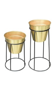 Pot de fleurs contemporain en métal avec support, pot de fleurs durable pour la décoration intérieure et extérieure, jardin, balcon, terrasse - Product Image 2