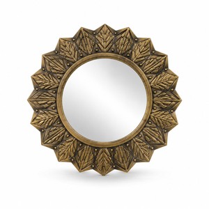 Miroir mural circulaire en laiton antique gravé, vente en gros |   Miroir décoratif artisanal - Product Image 1