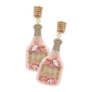 Pendientes de botella de lujo con bordado de cuentas para mujer, joyería de moda hecha a mano con cuentas bordadas en forma de botella - Product Image 1