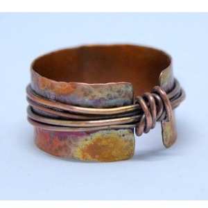 Handcrafted Pure Copper <b>Wire</b> Ring Minimalist Geometric Design Adjustable Finger Jewelry <b>for</b> Sale - Product Image 5