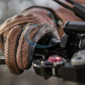 Gants de moto en cuir de haute qualité pour hommes - Gants de course tout-terrain à doigts entiers avec design respirant et antidérapant, tailles personnalisables - Product Image 6