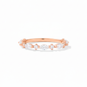 Bague de mariage minimaliste en or massif 10K 14K avec diamants de laboratoire taille marquise et ronds, et bague tendance en moissanite – Vente en gros - Product Image 2