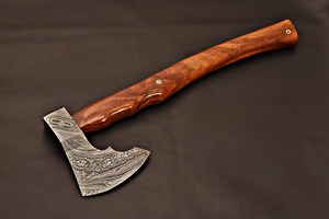 Hacha de Acero de Damasco Forjada a Mano con Mango de Madera de Palisandro para Partir Leña, Acampar al Aire Libre, Caza, Supervivencia, Herramienta OEM Personalizada - Product Image 6