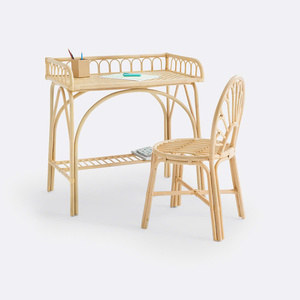 New Arrival Rattan Kids Desk And Chair Set Handwoven Wicker <b>Study</b> <b>Table</b> Kids Furniture Montessori Playroom Nursery Desk Set - Product Image 5