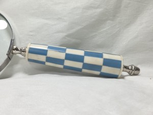 Luxury Handheld Magnifying Glass with Blue and White Checkered Bone Inlay Handle Vintage Style <b>Decorative</b> Reading Magnifier - Product Image 6