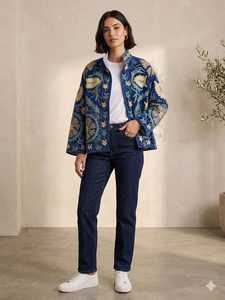 Chaqueta Tradicional de Arte Textil Bordada a Mano en Yute, TNT y Algodón, Estilo Suzani, Bohemia, Floral, Uzbeca, para Festivales y Bodas - Product Image 1