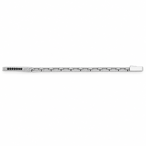 925 Sterling <b>Silver</b> Black and White Cubic Zirconia Bracelet High Polish Minimalist Link Chain <b>Mens</b> Unisex Modern for Wedding Par - Product Image 2