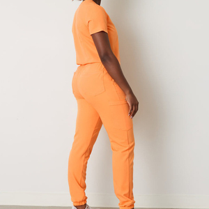 Ensemble de Blouses Médicales Taille Haute à Jambes Larges Personnalisées, Col en V, Uniforme d'Infirmière Extensible pour Femmes, Tenue de Travail Hospitalière, Vente en Gros Fabricant - Product Image 2