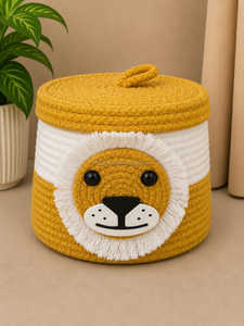 Cute Red Cotton <b>Rope</b> Eco-Friendly Mini <b>Storage</b> <b>Basket</b> Bunny Ears Design for Children's Toy <b>Storage</b> Circle Shape Handle - Product Image 4