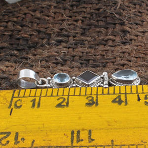 Pendentif en grenat rouge naturel et topaze bleue, collier en argent sterling 925, bijoux pierres de naissance de janvier et de décembre pour femmes, vente en gros - Product Image 5