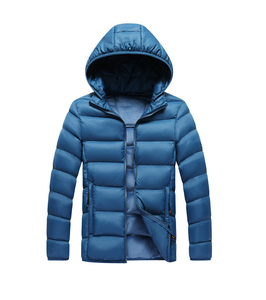 Veste matelassée noire à capuche pour homme, col montant, fermeture éclair, coupe-vent, rembourrée de duvet, manteau d'hiver décontracté, coupe régulière - Product Image 4