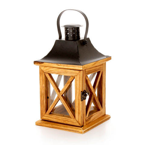 Lanterne à bougie en bois écologique attrayante pour l'extérieur avec poignée en métal pour la décoration de la maison et de Noël - Product Image 1