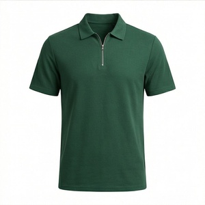Ensemble de polos personnalisés à manches courtes pour hommes – Maillot uniforme de golf avec fermeture éclair, design vierge, couleur personnalisable, tenue décontractée et sportive - Product Image 1