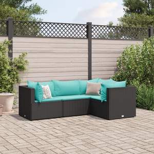 Ensemble de salon de jardin en rotin PE noir 24,8 po x 24,8 po x 22,6 po, mobilier de jardin - Product Image 1