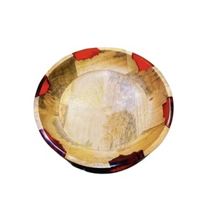 Unique Red Resin Joint <b>Wooden</b> Large Bowl Mango Wood <b>Food</b> Serving Bowl Dining Table Decorative Fruit Bowl Wholesale Price - Product Image 1