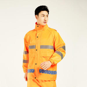 Ensemble imperméable haute visibilité réfléchissant pour le travail : veste et pantalon de pluie, uniforme de sécurité industrielle - Product Image 4