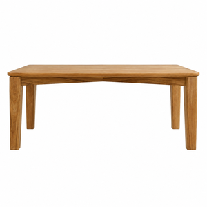 Table à manger rectangulaire moderne et contemporaine en teck massif, écologique, avec plateau sculpté et pieds carrés effilés, mobilier de maison - Product Image 1