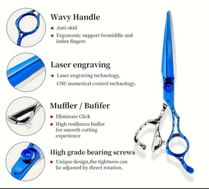 ABRAHAM QR IMPEX Half Golden Professional Hair Cutting Scissors Barber <b>Shears</b> Manual Metal Hair Styling <b>Tools</b> US Plug 150g - Product Image 6