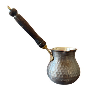Cafetera Turca, Griega y Árabe de Cobre y Latón para Estufa, Cezve Ibrik Briki con Mango de Madera - Product Image 2