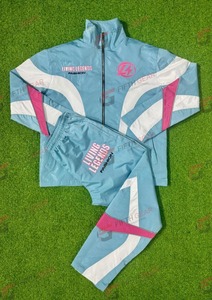 customised Fashion Men's <b>Light</b> Blue Track Suit Set Color Blocking Sporty Style Heat Transfer Printing Spring Wear - Product Image 4