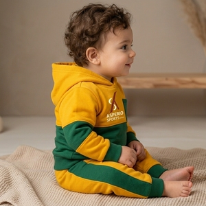 Ensemble de survêtement 2 pièces pour garçons, grande taille, en molleton jaune, comprenant un sweat à capuche et un pantalon de jogging, effet délavé - Product Image 3