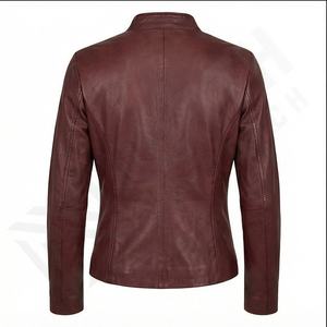 Low MOQ <b>Women</b> Leather Jacket Knitted Canvas Customizable Factory Direct Sale High Quality Breathable - Product Image 3