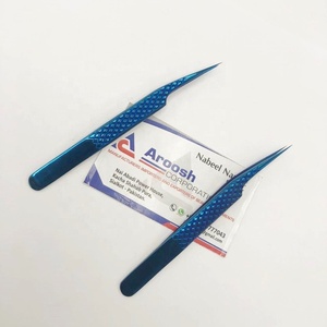 Pince à épiler d'isolation de plasma bleu en acier inoxydable durable professionnel de haute qualité outil d'extension de cils de poignée de diamant - Product Image 4