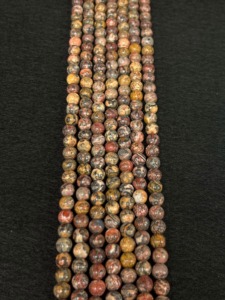 Perles rondes en jaspe pavot de plusieurs tailles, mélange de fleurs rouges et de motifs léopard, perles en vrac pour la fabrication de colliers Mala, vente en gros - Product Image 2