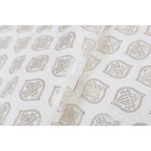 Tela de Lentejuelas Teñible, Damasco Sólido para Bordado en Color Blanco Hueso, Georgette de 44 Pulgadas de Ancho, Adorno de Lentejuelas Doradas por Metro - Product Image 1