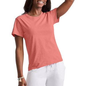 Camiseta de algodón de manga larga para mujer con cuello redondo, puños fruncidos y cuello con cinta de refuerzo para mayor comodidad - Product Image 1