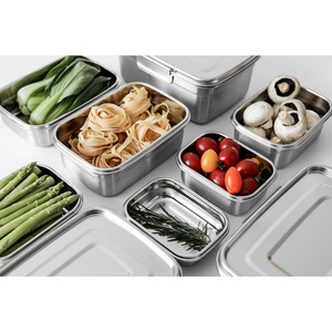 [GEOS CORPORATION] Defenso Stainless Steel <b>Lunch</b> Boz Stainless Steel Airtight Food Storage Container <b>Set</b> Rectangular Kitchen - Product Image 4
