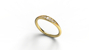 Minimalist 18K Gold Tapered Round Diamond <b>Ring</b> Curved Eternity Wedding Band Stackable <b>Dainty</b> <b>Ring</b> Fine Jewelry Gift for Women - Product Image 2