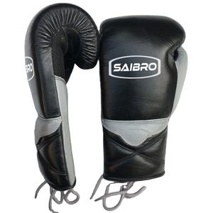 ถุงมือชกมวยสำหรับฝึกซ้อมแบบมืออาชีพหนังวัวแท้และหนัง PU ที่มีคุณสมบัติผูกเชือกและด้ามจับ - Product Image 1