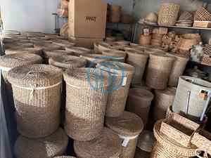 Neutral Seagrass Scalloped Laundry <b>Basket</b> Elegant Shape Stylish Addition For Room And Home <b>Storage</b> In Vietnam - Product Image 4