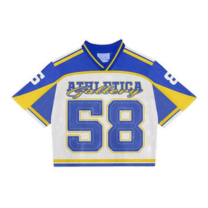 Custom Manufacturer American Vintage Soccer Oversized Knitted 100% <b>Polyester</b> Mesh V-Neck Crop Boxy Jersey Men's Anti-UV - Product Image 5