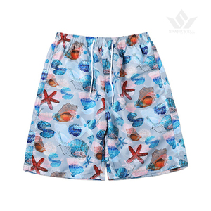 Short de bain pour homme à imprimé montgolfière bleue, séchage rapide, cordon de serrage, taille mi-haute, avec poches latérales - Product Image 6