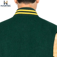 Vestes bomber universitaires personnalisées vintage pour hommes en laine avec manches en cuir véritable, broderies et patchs