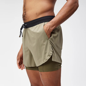 Custom Casual Solid Color Cotton Shorts <b>Mid</b> Waist Drawstring Closure Breathable Anti-Wrinkle Short Length Woven Fabric Wear Men - Product Image 5