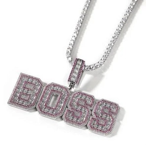 Boss <b>Letter</b> Moissanite Solitaire Pendant Necklace With Sparkling Stone For Special Occasions Available At Best Market Price - Product Image 5