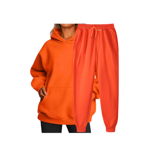 Conjunto de Sudadera con Capucha para Mujer, Impresión de Logotipo Personalizado, Publicidad Promocional, Color Sólido, Sudadera con Capucha y Pantalones Deportivos de Forro Polar para Invierno - Product Image 2