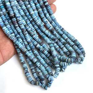 Perles d'Opale Bleue Naturelle Facettées en Forme de Roue Heishi, Fil de 16 Pouces, Perles de 6mm en Opale Bleue Véritable en Gros - Product Image 3