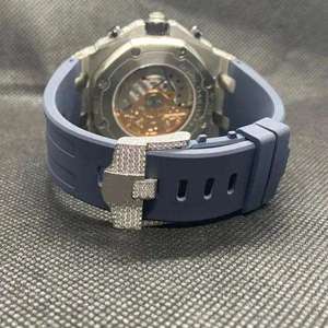 Montre de luxe en acier inoxydable avec diamants Moissanite, mouvement à quartz, haute qualité - Product Image 3
